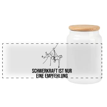Schwerkraft ist nur eine Empfehlung Klettern - Panorama Keksdose mit Holzdeckel - Weiß - Vorne