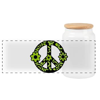 Peace Zeichen Blumen Icon - Panorama Keksdose mit Holzdeckel - Weiß - Vorne