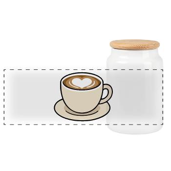 Niedliche Heart Latte Kaffeetasse Illustration - Panorama Keksdose mit Holzdeckel - Weiß - Vorne