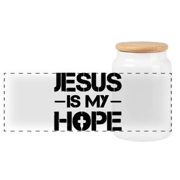 Jesus is my Hope - Panoramic Cookie Jar with Wooden Lid - white - Front