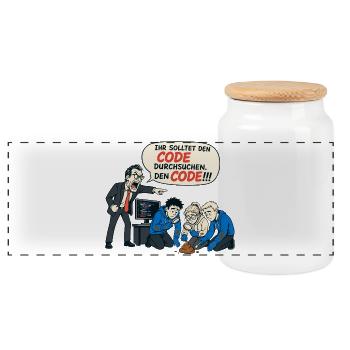 Ihr Solltet Den Code Durchsuchen – IT Humor - Panorama Keksdose mit Holzdeckel - Weiß - Vorne