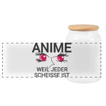 Anime Quote - Panoramic Cookie Jar with Wooden Lid - white - Front