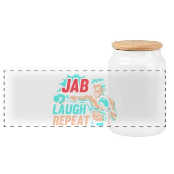 Jab Rire Répéter Gants Gants de boxe - Boîte à biscuits avec couvercle en bois - blanc - Devant