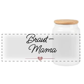 Braut Mama Herz Hochzeit Geschenk - Panorama Keksdose mit Holzdeckel - Weiß - Vorne