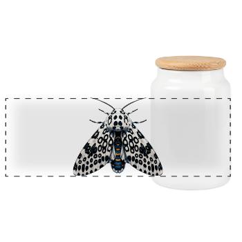 Giant Leopard Moth Hypercompe scribonia Anime - Panoramic Cookie Jar with Wooden Lid - white - Front