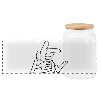 Graphique de la main Pew Pew - Boîte à biscuits avec couvercle en bois - blanc - Devant