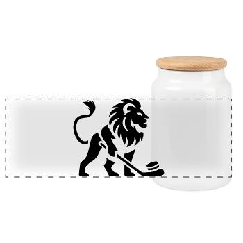 Löwe Eishockey Silhouette - Boîte à biscuits avec couvercle en bois - blanc - Devant