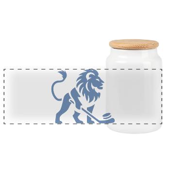 Löwe Eishockey Silhouette - Panoramic Cookie Jar with Wooden Lid - white - Front