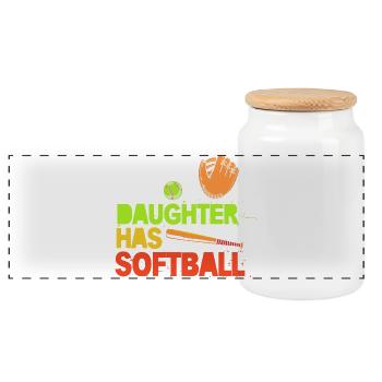 Softball Mom Softball Mom - Panoramic Cookie Jar with Wooden Lid - white - Front