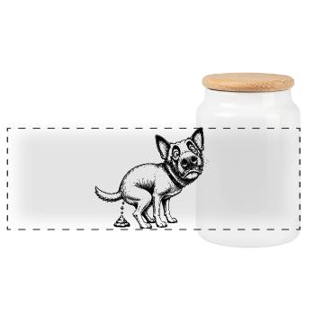 canine - Panoramic Cookie Jar with Wooden Lid - white - Front