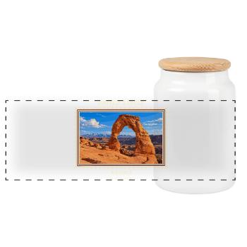 Vereinigte Staaten Arches Vintage Reisemarke - Panorama Keksdose mit Holzdeckel - Weiß - Vorne