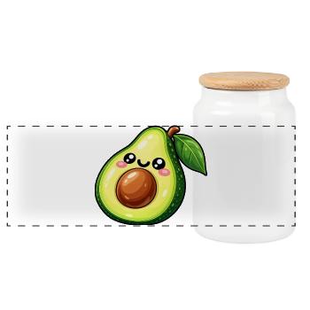 Kawaii Avocado Lächeln - Panorama Keksdose mit Holzdeckel - Weiß - Vorne