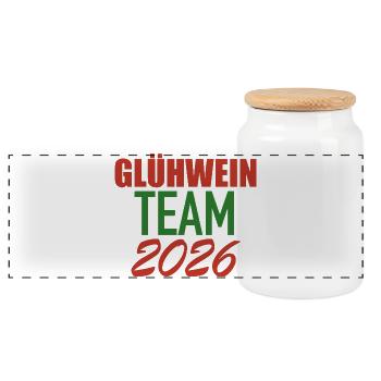 Glühwein Team 2026 - Panorama Keksdose mit Holzdeckel - Weiß - Vorne