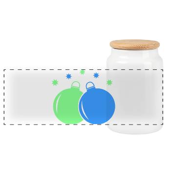 Neon-Weihnachtskugeln Duo - Panorama Keksdose mit Holzdeckel - Weiß - Vorne