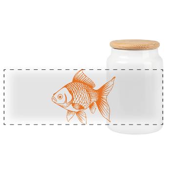 Süßer Goldfisch Comic Haustier Aquarium Geschenk - Panorama Keksdose mit Holzdeckel - Weiß - Vorne