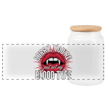 Sorry You're Not My Blood Type - Panorama Keksdose mit Holzdeckel - Weiß - Vorne