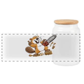 Neun Gänse, neun Stimmungen: lustig, wild, verrück - Panorama Keksdose mit Holzdeckel - Weiß - Vorne