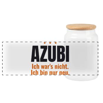 Azubi – Ich war's nicht. Ich bin nur neu - Panorama Keksdose mit Holzdeckel - Weiß - Vorne