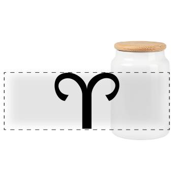 Aries - signe de zodiaque - Boîte à biscuits avec couvercle en bois - blanc - Devant