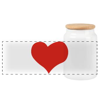 Heart I: One Color Tee Design - Panoramic Cookie Jar with Wooden Lid - white - Front