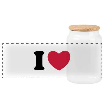 J'aime - Je coeur - Boîte à biscuits avec couvercle en bois - blanc - Devant