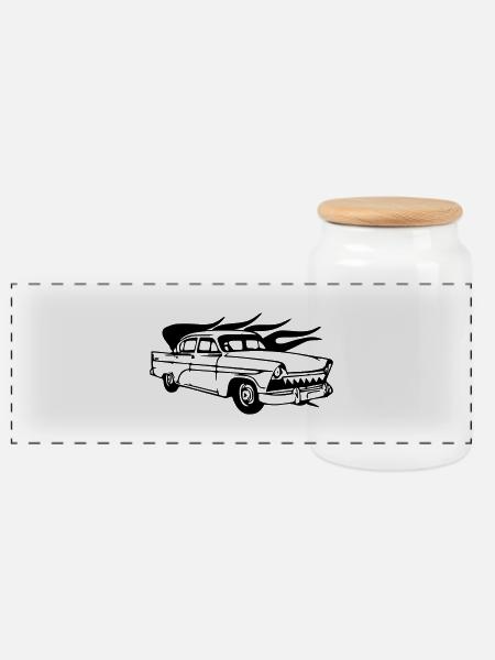 oldtimer - Panorama Keksdose mit Holzdeckel - Weiß