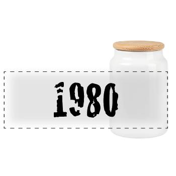 1980 - Panorama Keksdose mit Holzdeckel - Weiß - Vorne