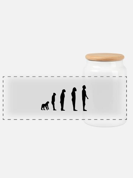 Darwin Evolution - Panorama Keksdose mit Holzdeckel - Weiß