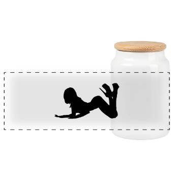 sexy - Panoramic Cookie Jar with Wooden Lid - white - Front