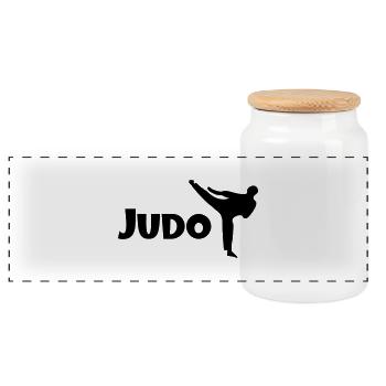 judo - Boîte à biscuits avec couvercle en bois - blanc - Devant