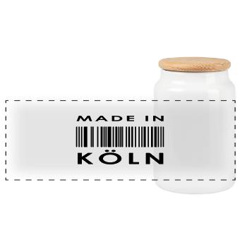 Cologne, Köln - Panoramic Cookie Jar with Wooden Lid - white - Front