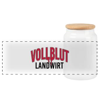 Vollblut Landwirt - Panorama Keksdose mit Holzdeckel - Weiß - Vorne