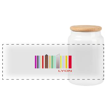 Made in Lyon Blanc - Boîte à biscuits avec couvercle en bois - blanc - Devant