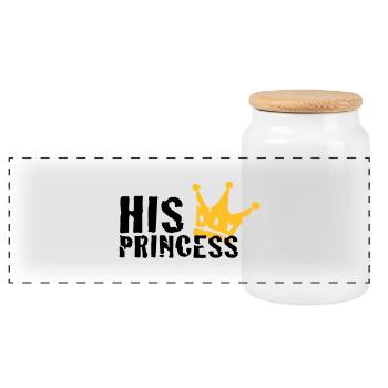 His Princess - Panoramic Cookie Jar with Wooden Lid - white - Front