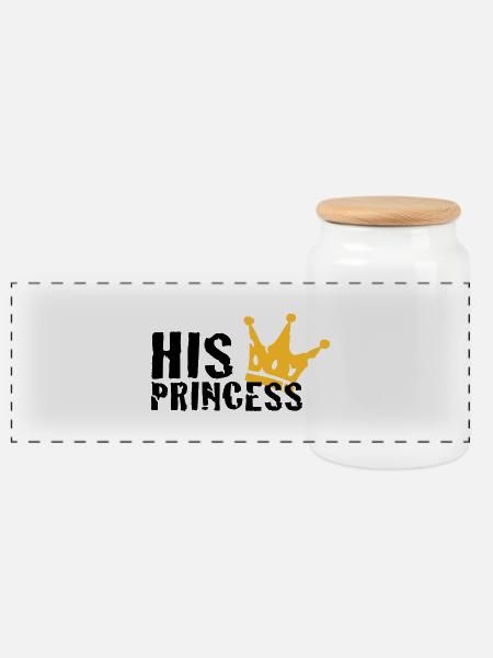 His Princess - Panorama Keksdose mit Holzdeckel - Weiß