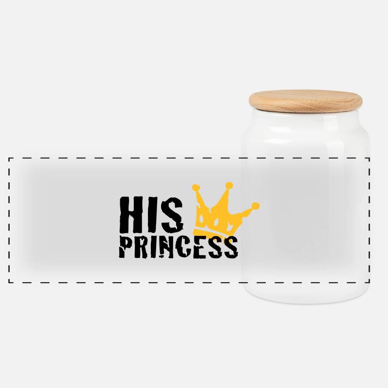His Princess - Panorama Keksdose mit Holzdeckel - Weiß