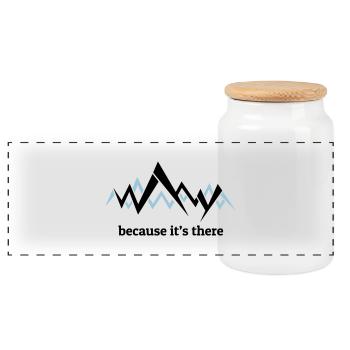 Because it's there - George Mallory on Everest - Panoramic Cookie Jar with Wooden Lid - white - Front