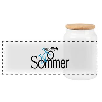 endlich sommer - Panorama Keksdose mit Holzdeckel - Weiß - Vorne