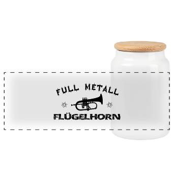 volksmusik_fm-flügelhorn - Panorama Keksdose mit Holzdeckel - Weiß - Vorne