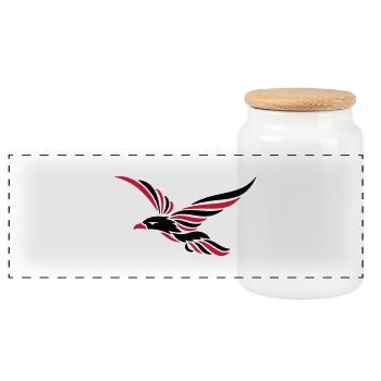 Tribal Raven 2c - Panoramic Cookie Jar with Wooden Lid - white - Front