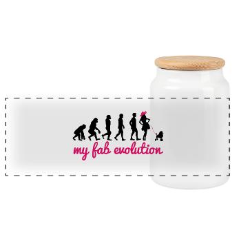 Hund / Pudel: My Fab Evolution - Panorama Keksdose mit Holzdeckel - Weiß - Vorne