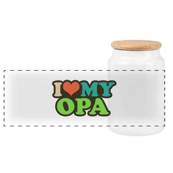 i love my opa - Panorama Keksdose mit Holzdeckel - Weiß - Vorne
