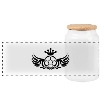 fußball logo wings and crown - Panorama Keksdose mit Holzdeckel - Weiß - Vorne