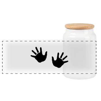Bébé mains - Boîte à biscuits avec couvercle en bois - blanc - Devant