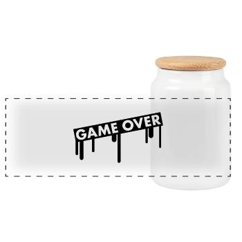 game_over - Panoramic Cookie Jar with Wooden Lid - white - Front