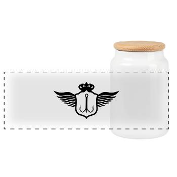 fishing_shield_f1 - Panoramic Cookie Jar with Wooden Lid - white - Front