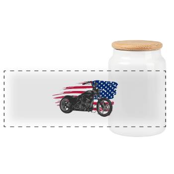 custom bike usa - Panoramic Cookie Jar with Wooden Lid - white - Front