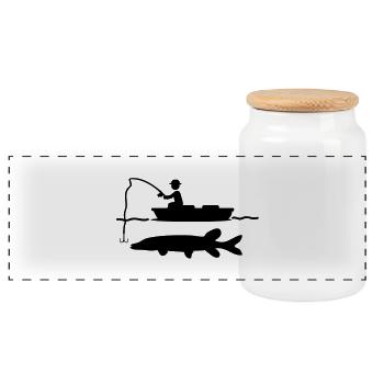 fishing_design_00 - Boîte à biscuits avec couvercle en bois - blanc - Devant