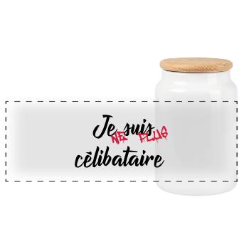 celibataire - Boîte à biscuits avec couvercle en bois - blanc - Devant