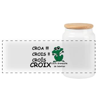 100% Grenouille de benitier - Boîte à biscuits avec couvercle en bois - blanc - Devant